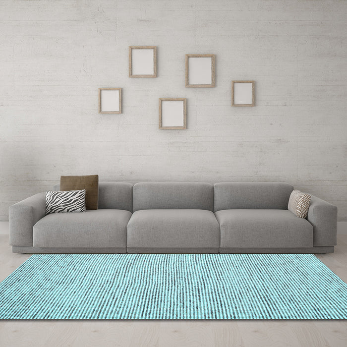Machine Washable Abstract Light Blue Contemporary Rug in a Living Room, wshcon1745lblu