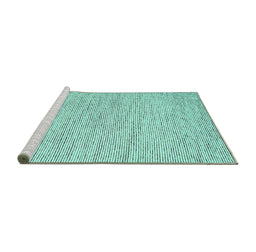 Sideview of Machine Washable Abstract Turquoise Contemporary Area Rugs, wshcon1745turq