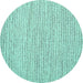 Round Machine Washable Abstract Turquoise Contemporary Area Rugs, wshcon1745turq