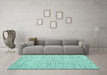 Machine Washable Abstract Turquoise Contemporary Area Rugs in a Living Room,, wshcon1745turq