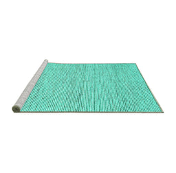 Sideview of Machine Washable Abstract Turquoise Contemporary Area Rugs, wshcon1746turq