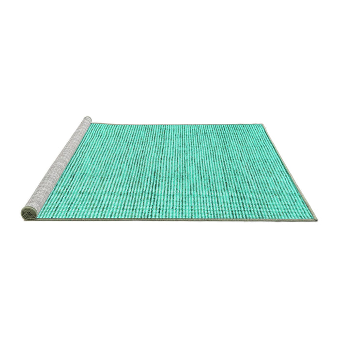 Sideview of Machine Washable Abstract Turquoise Contemporary Area Rugs, wshcon1746turq