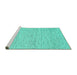 Sideview of Machine Washable Abstract Turquoise Contemporary Area Rugs, wshcon1746turq