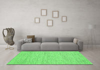 Machine Washable Abstract Green Contemporary Rug, wshcon1746grn