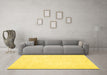 Machine Washable Solid Yellow Modern Rug in a Living Room, wshcon1747yw