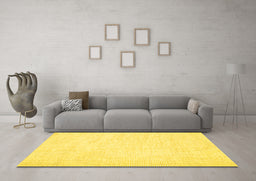 Machine Washable Solid Yellow Modern Rug in a Living Room, wshcon1747yw