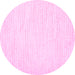 Round Machine Washable Solid Pink Modern Rug, wshcon1747pnk