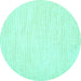 Round Machine Washable Solid Turquoise Modern Area Rugs, wshcon1747turq