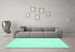 Machine Washable Solid Turquoise Modern Area Rugs in a Living Room,, wshcon1747turq