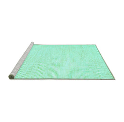 Sideview of Machine Washable Solid Turquoise Modern Area Rugs, wshcon1747turq