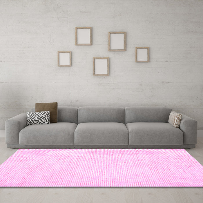Machine Washable Solid Pink Modern Rug in a Living Room, wshcon1747pnk