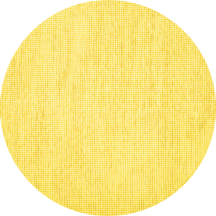 Round Machine Washable Solid Yellow Modern Rug, wshcon1747yw