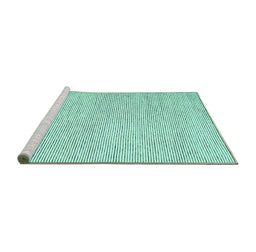 Sideview of Machine Washable Abstract Turquoise Contemporary Area Rugs, wshcon1748turq