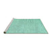 Sideview of Machine Washable Abstract Turquoise Contemporary Area Rugs, wshcon1748turq