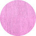 Round Abstract Pink Contemporary Rug, con1748pnk