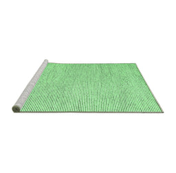 Sideview of Machine Washable Abstract Emerald Green Contemporary Area Rugs, wshcon1748emgrn
