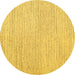 Round Machine Washable Abstract Yellow Contemporary Rug, wshcon1748yw