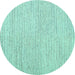 Round Machine Washable Abstract Turquoise Contemporary Area Rugs, wshcon1748turq