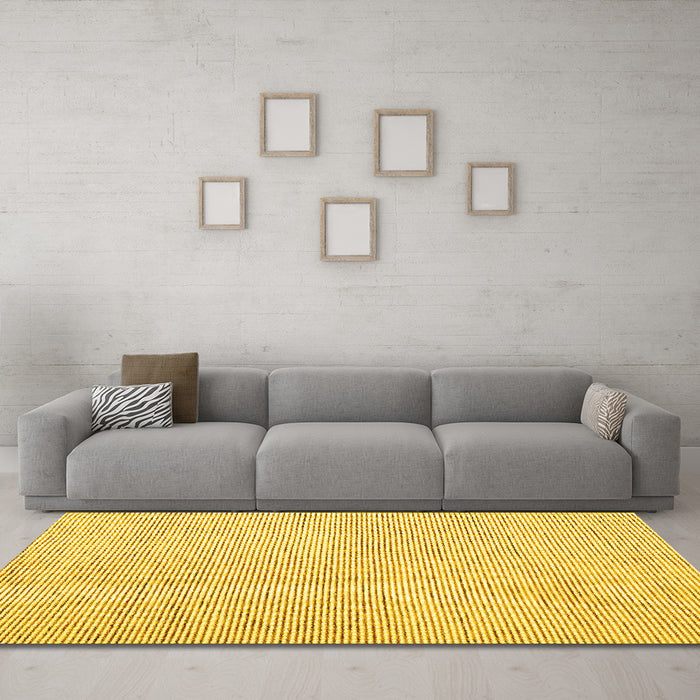 Machine Washable Abstract Yellow Contemporary Rug in a Living Room, wshcon1748yw