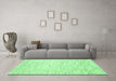 Machine Washable Abstract Emerald Green Contemporary Area Rugs in a Living Room,, wshcon1749emgrn