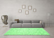 Machine Washable Abstract Green Contemporary Area Rugs in a Living Room,, wshcon1749grn