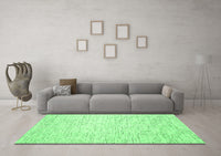 Machine Washable Abstract Green Contemporary Rug, wshcon1749grn