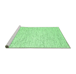 Sideview of Machine Washable Abstract Emerald Green Contemporary Area Rugs, wshcon1749emgrn