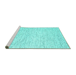 Sideview of Machine Washable Abstract Turquoise Contemporary Area Rugs, wshcon1749turq