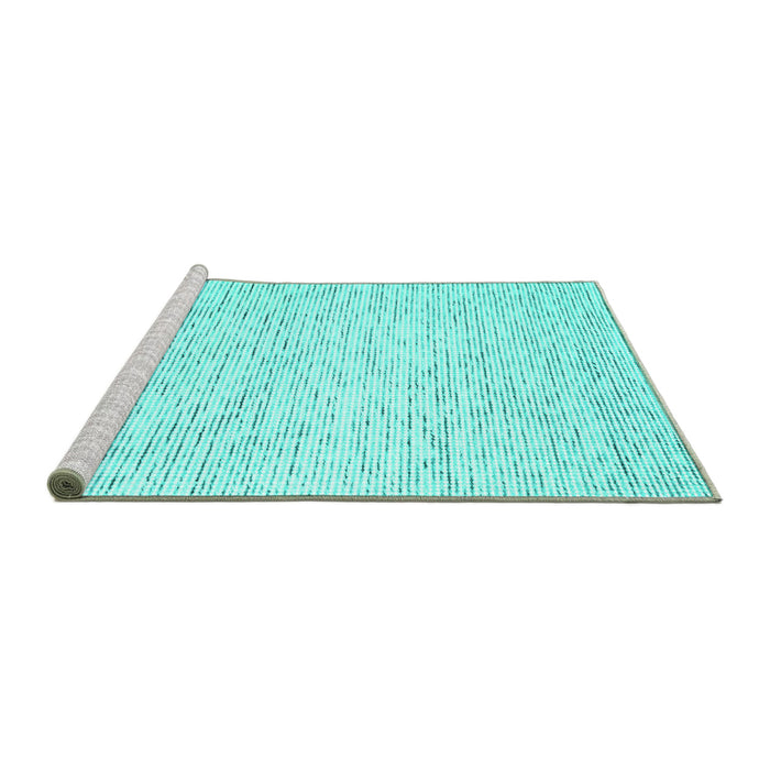 Sideview of Machine Washable Abstract Turquoise Contemporary Area Rugs, wshcon1749turq