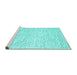 Sideview of Machine Washable Abstract Turquoise Contemporary Area Rugs, wshcon1749turq