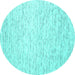 Round Machine Washable Abstract Turquoise Contemporary Area Rugs, wshcon1749turq