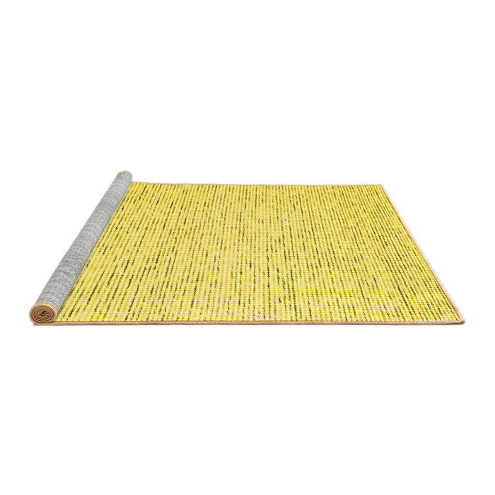 Sideview of Machine Washable Abstract Yellow Contemporary Rug, wshcon1749yw