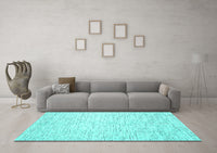 Machine Washable Abstract Turquoise Contemporary Rug, wshcon1749turq