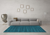 Machine Washable Abstract Turquoise Contemporary Rug, wshcon174turq