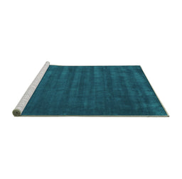 Sideview of Machine Washable Abstract Turquoise Contemporary Area Rugs, wshcon174turq