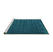 Sideview of Machine Washable Abstract Turquoise Contemporary Area Rugs, wshcon174turq