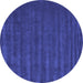 Round Abstract Blue Contemporary Rug, con174blu