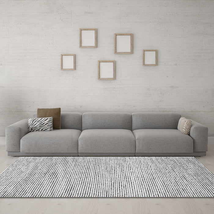 Machine Washable Abstract Gray Contemporary Rug in a Living Room,, wshcon1750gry