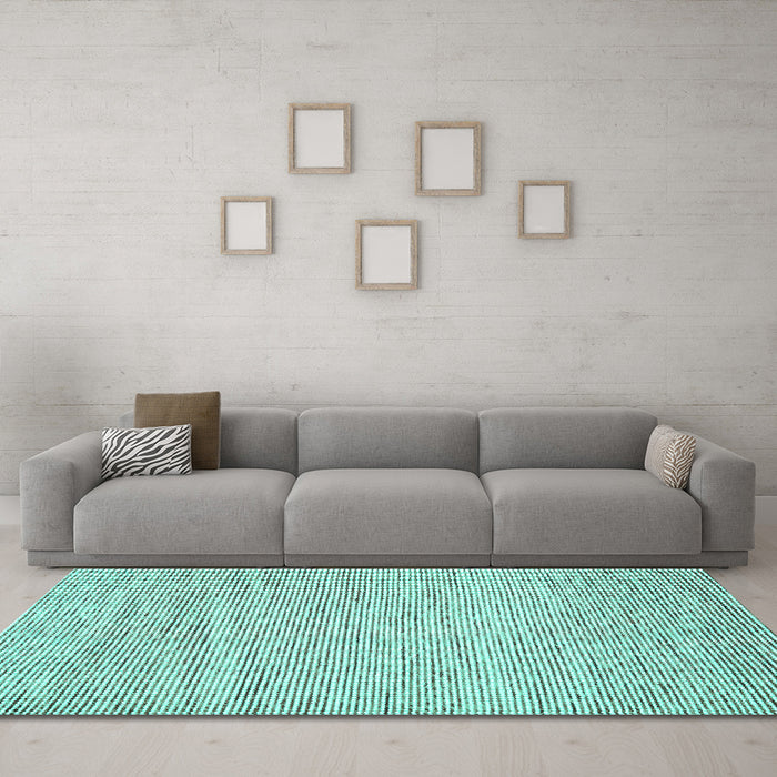 Machine Washable Abstract Turquoise Contemporary Area Rugs in a Living Room,, wshcon1750turq