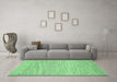 Machine Washable Abstract Emerald Green Contemporary Area Rugs in a Living Room,, wshcon1750emgrn