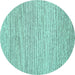 Round Machine Washable Abstract Turquoise Contemporary Area Rugs, wshcon1750turq