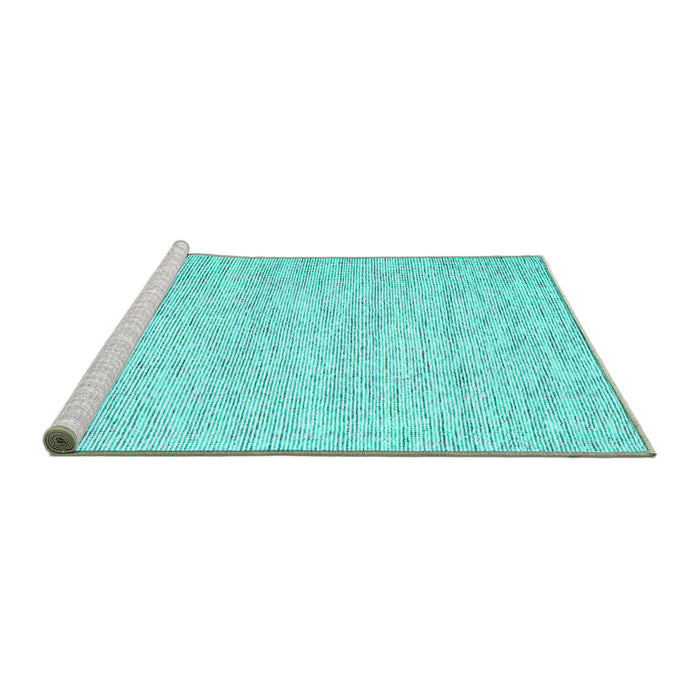 Sideview of Machine Washable Abstract Turquoise Contemporary Area Rugs, wshcon1751turq