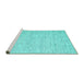 Sideview of Machine Washable Abstract Turquoise Contemporary Area Rugs, wshcon1751turq