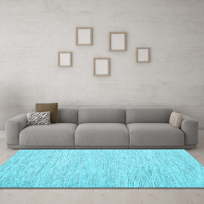 Machine Washable Abstract Light Blue Contemporary Rug in a Living Room, wshcon1751lblu
