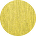 Round Machine Washable Abstract Yellow Contemporary Rug, wshcon1751yw