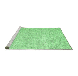 Sideview of Machine Washable Abstract Emerald Green Contemporary Area Rugs, wshcon1751emgrn