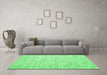 Machine Washable Abstract Green Contemporary Area Rugs in a Living Room,, wshcon1751grn