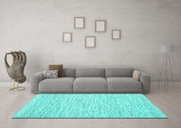 Machine Washable Abstract Turquoise Contemporary Rug, wshcon1752turq