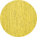 Round Machine Washable Abstract Yellow Contemporary Rug, wshcon1752yw