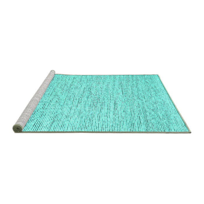 Sideview of Machine Washable Abstract Turquoise Contemporary Area Rugs, wshcon1752turq